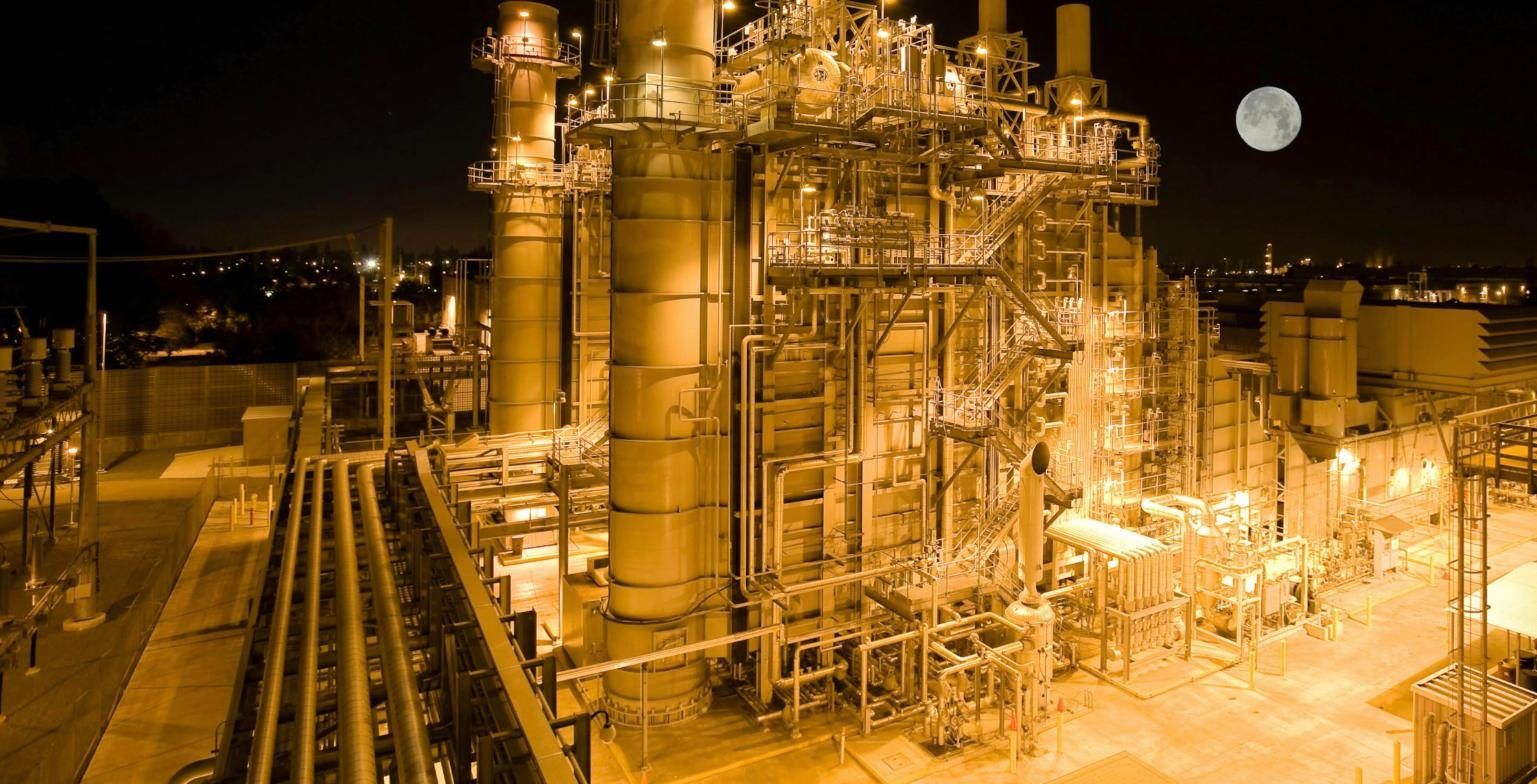 Industrial power plant at night